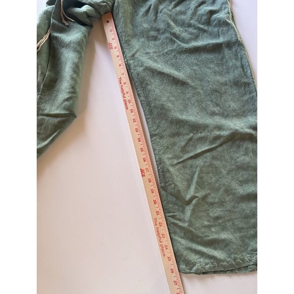 NWT Dr. Collectors P73 flare pleated wild silk and hemp green pants L California - Picture 11 of 12
